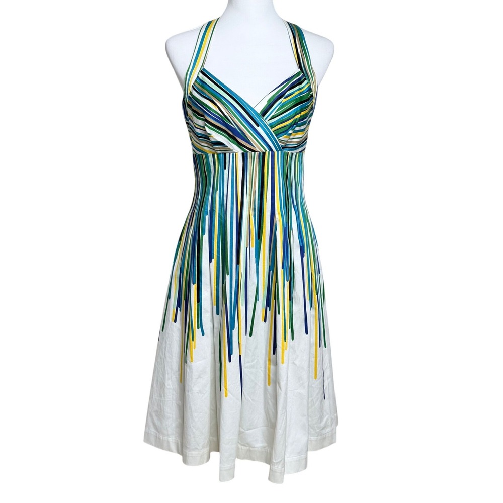 Calvin Klein Striped Halter Fit Flare Summer Party‎ Dress Multi Women Size 6
